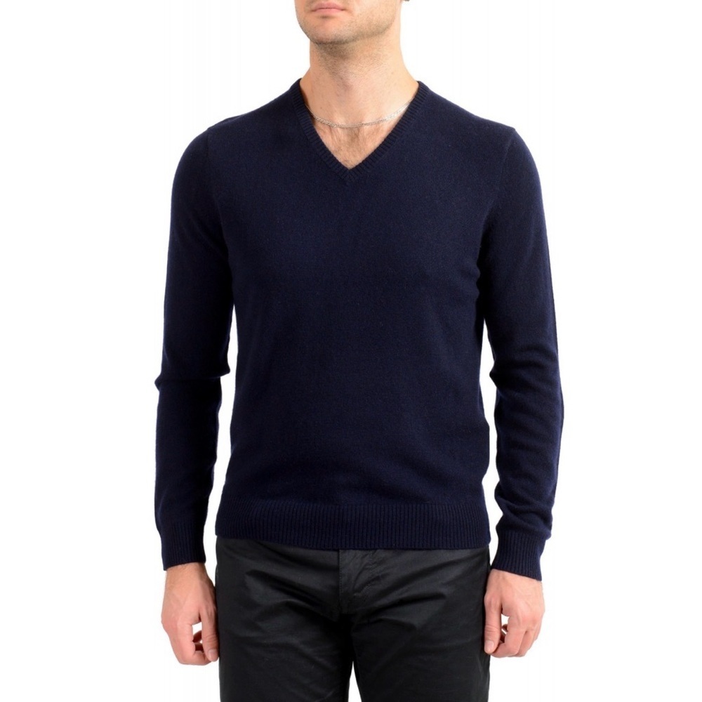 NWT Malo Wool & Cashmere-Blend V-Neck Sweater blue L